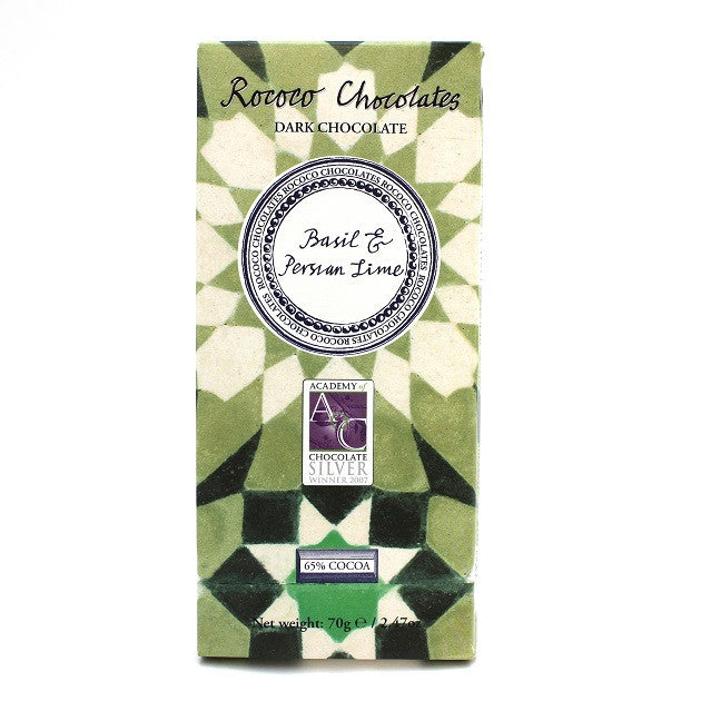 Basil & Perisan Lime Organic Dark Chocolate Artisan Bar