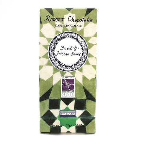 Basil & Perisan Lime Organic Dark Chocolate Artisan Bar